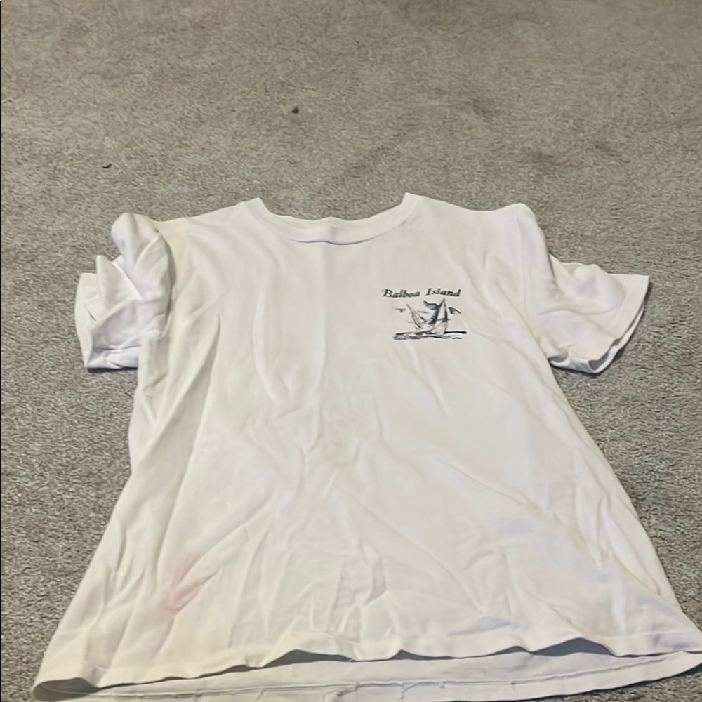White T-Shirt with Sailboat Graphic